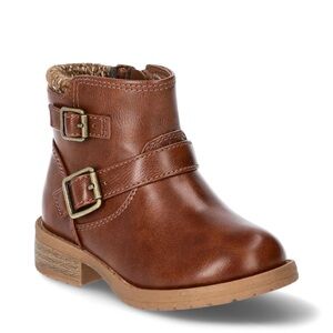 NEW Brown Fashion Boot with Buckles And Zip On Size 7 Toddler wonder Nation